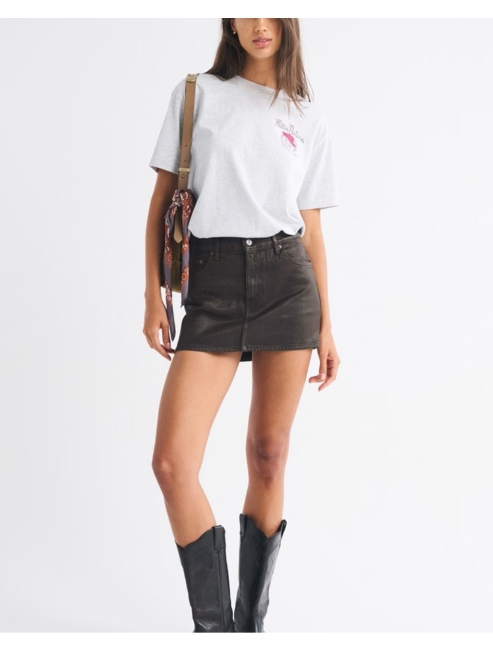 NWT Abercrombie & Firch Mid Rise Denim Mini Skirt Brown Size 28